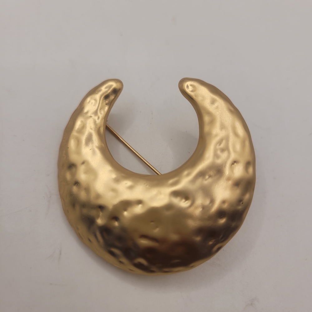 Matte Gold Half Moon Gold Tone Brooch